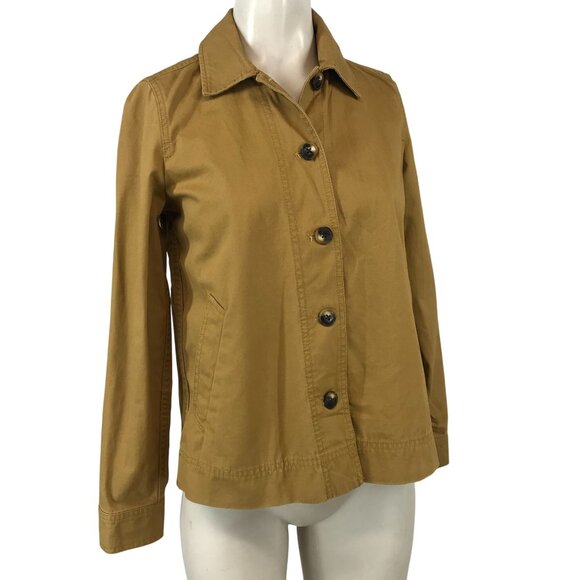 MADEWELL - WOMEN'S XXS - LONG SLEEVE BUTTON UP PLEATED BACK COTTON JACKET - Picture 1 of 7